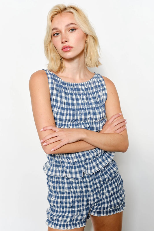 Prairie Blue Gingham Top🌾