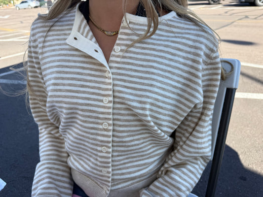 Oatmilk Stripe Cardigan