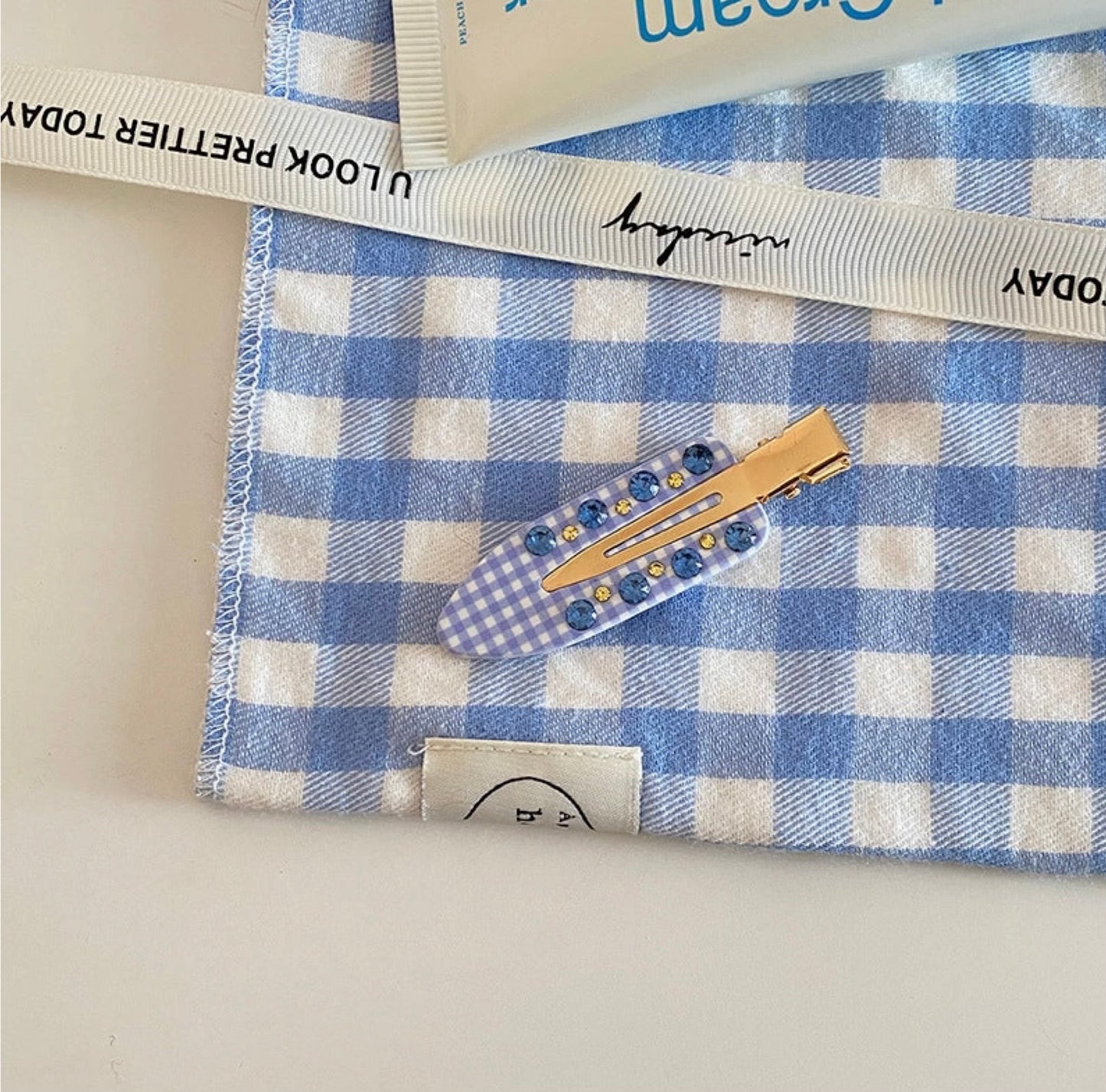 Bluebell Gingham Hair Clip🩵