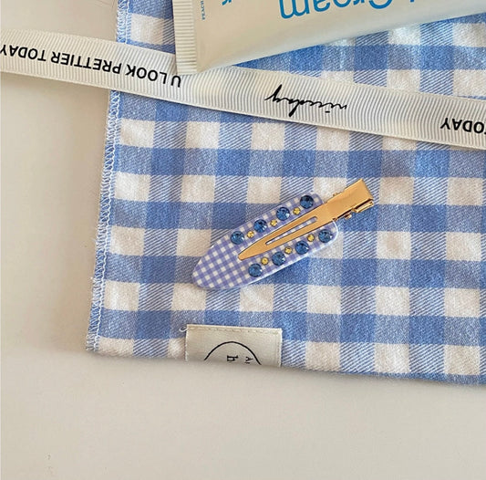 Bluebell Gingham Hair Clip🩵